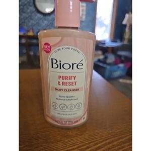 Biore Charcoal Face Wash 6.77 Fl Oz Rose Quartz Infused Oil Free Vegan Cleanser